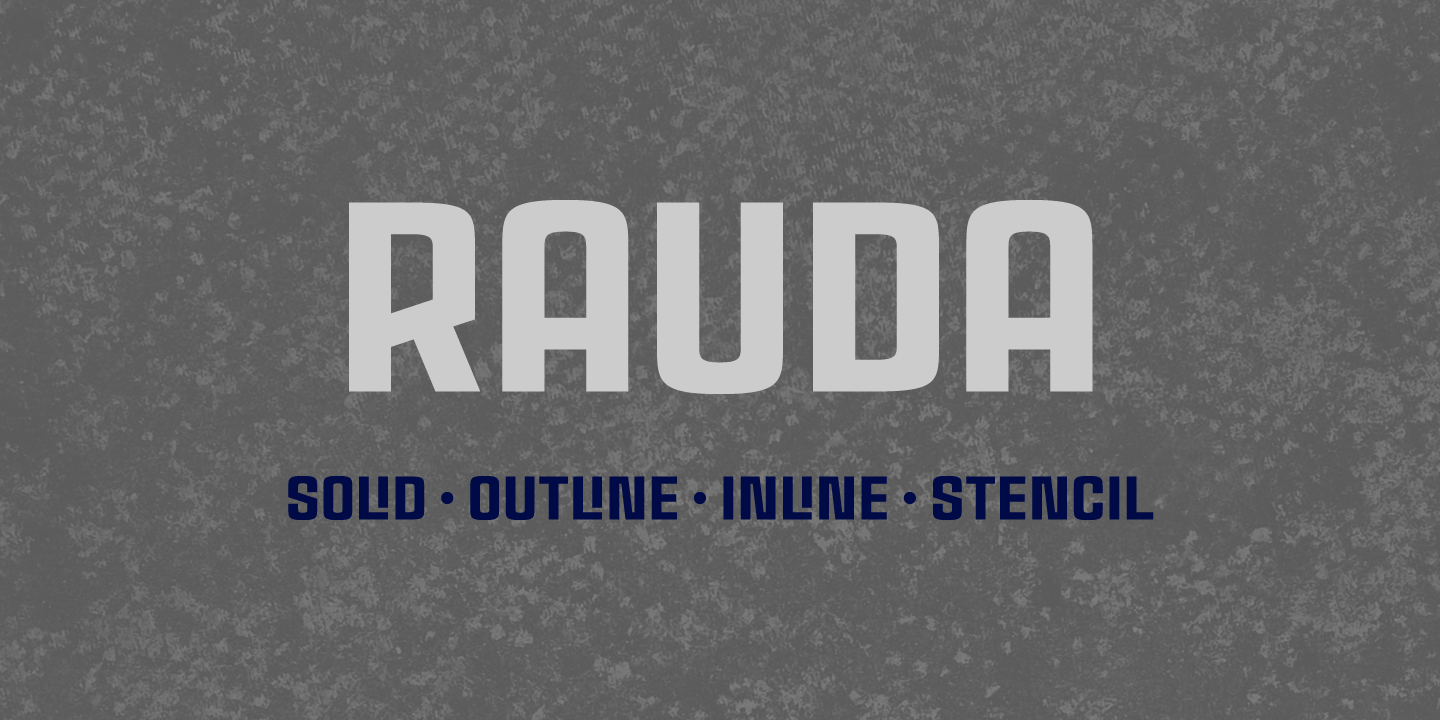 Beispiel einer Rauda Stencil-Schriftart